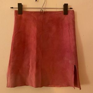 Vintage genuine leather pink mini skirt